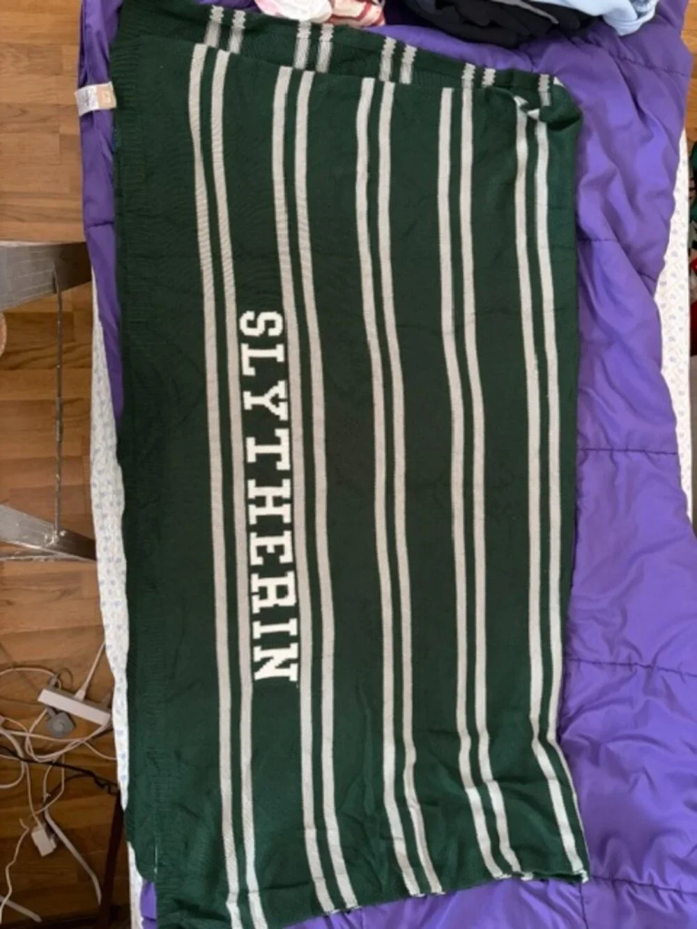 Gently used Harry Potter™ Collegiate Stripe House Throw Green Stripe Slytherin